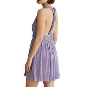 Crystal Sky Junior's Tulle Mini Dress Twist Back Sleeveless Size M Lavender